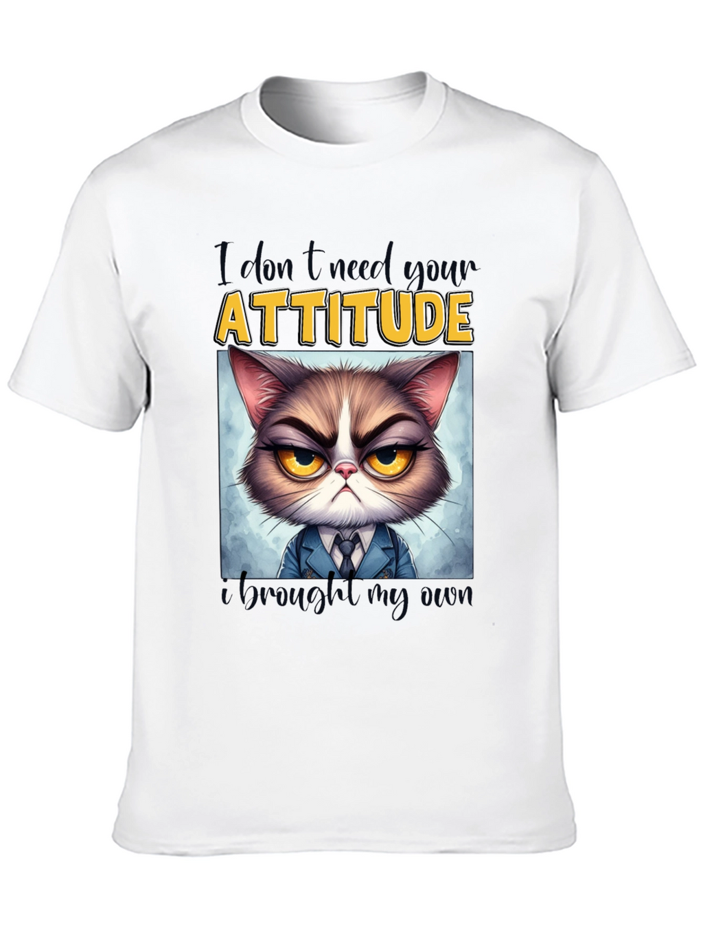 Grumpy Cat Attitude T-Shirt - Funny Graphic Tee