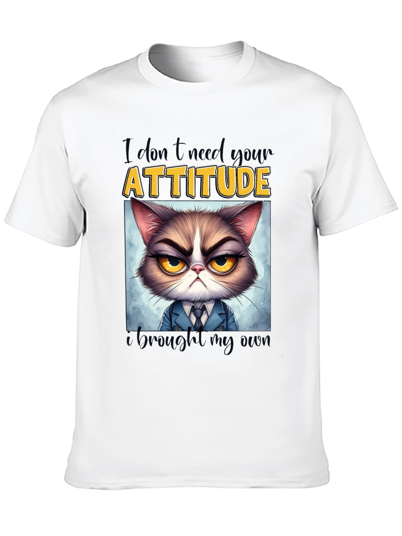 Grumpy Cat Attitude T-Shirt - Funny Graphic Tee