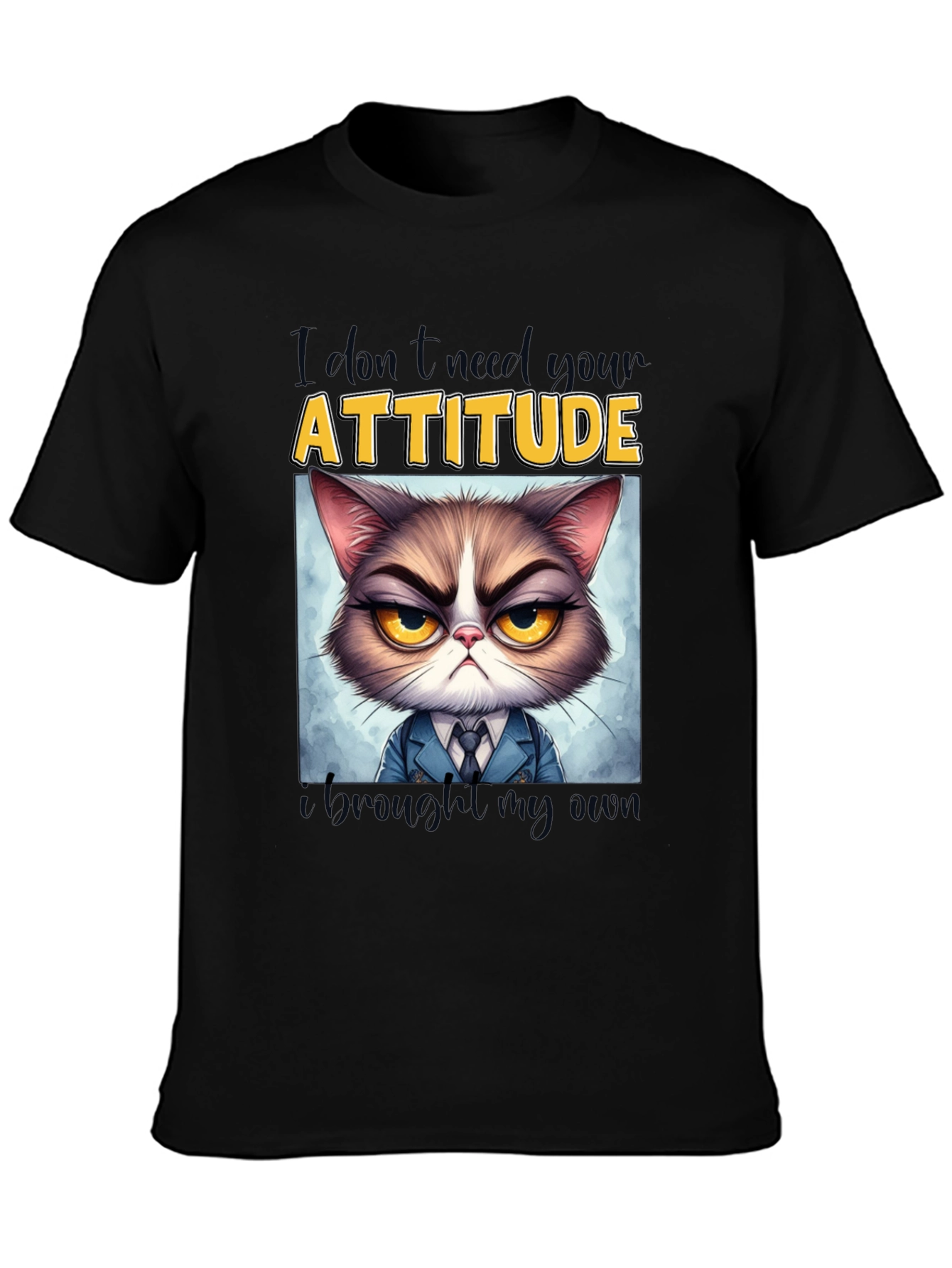 Grumpy Cat Attitude T-Shirt - Funny Graphic Tee