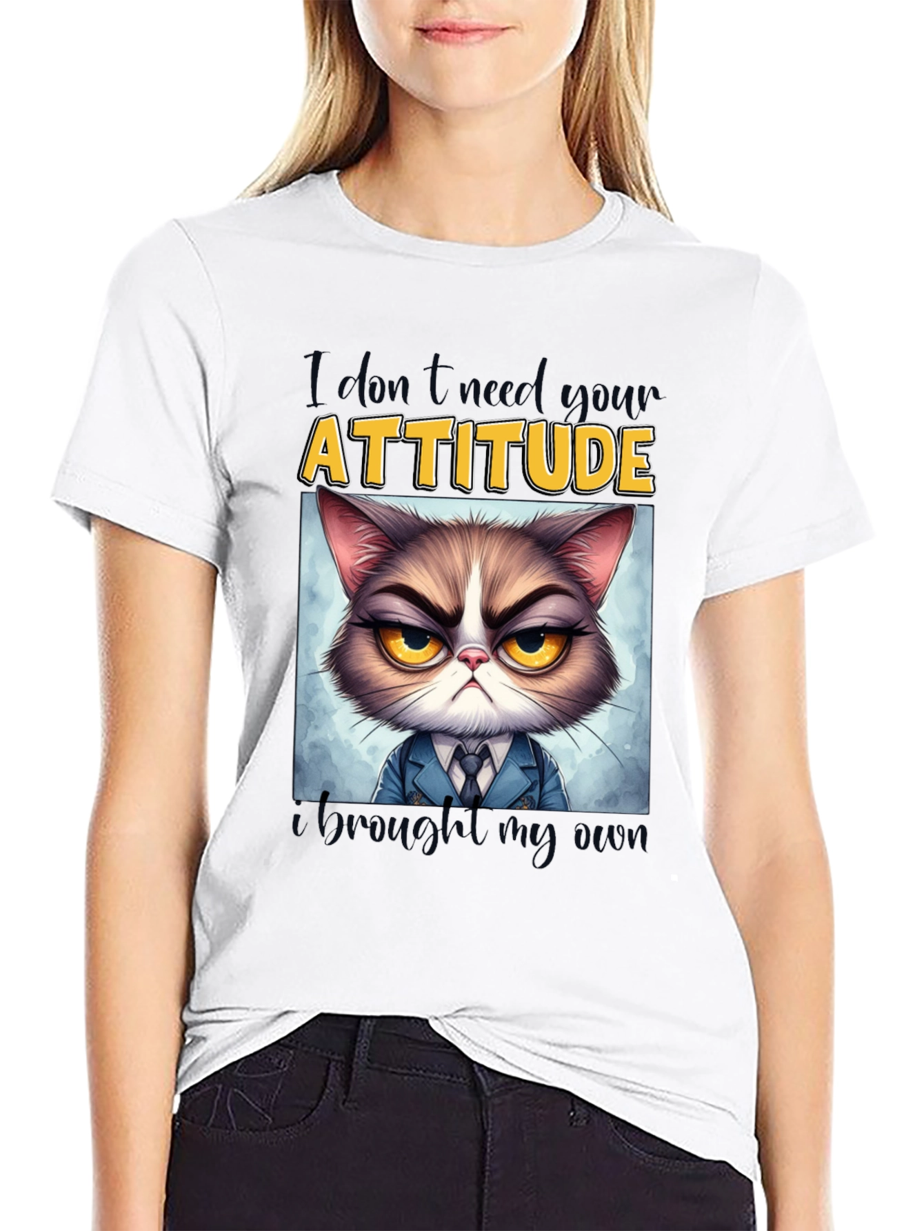 Grumpy Cat Attitude T-Shirt - Funny Graphic Tee