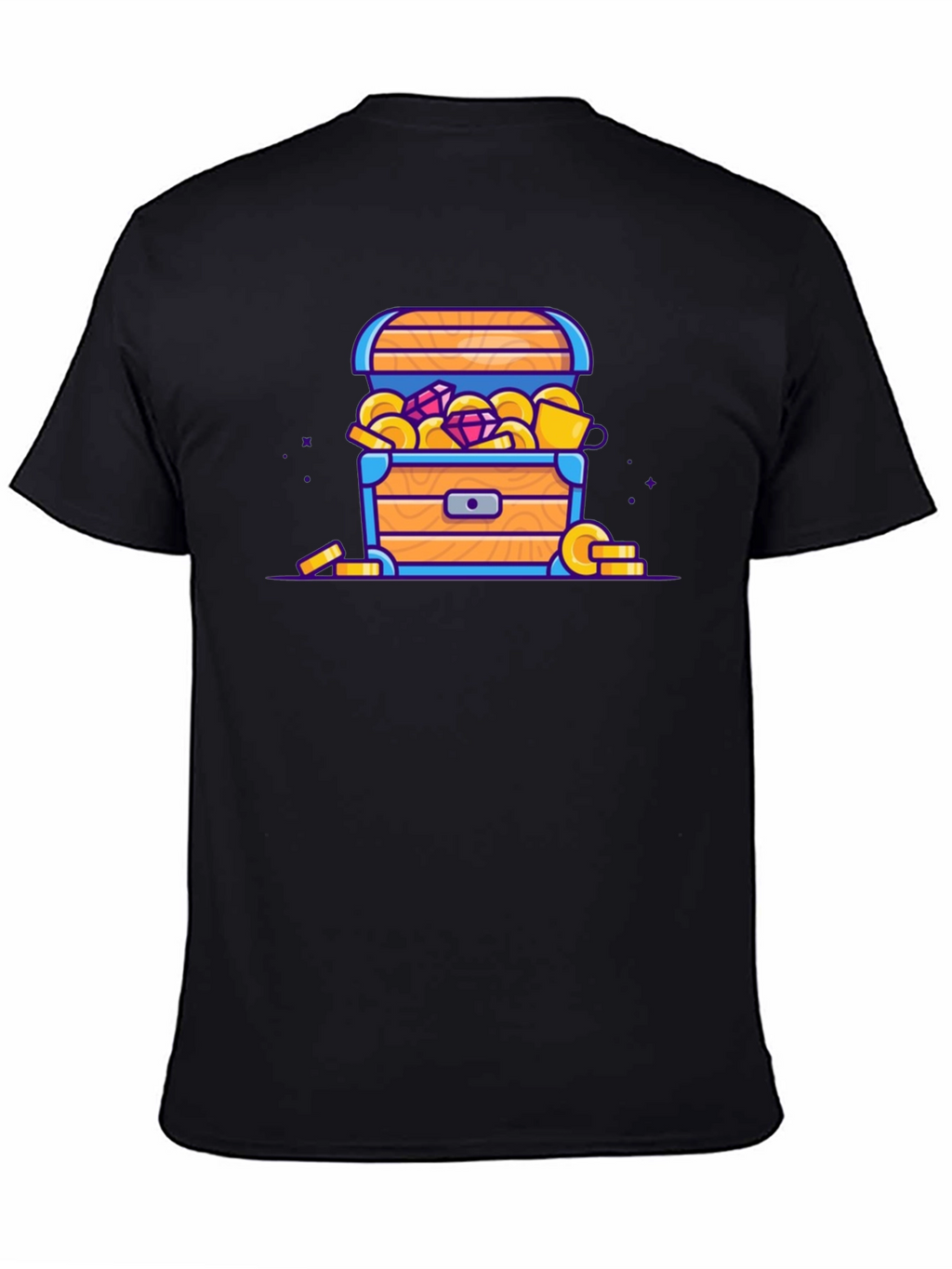 Treasure Chest Cartoon Graphic Black T-Shirt