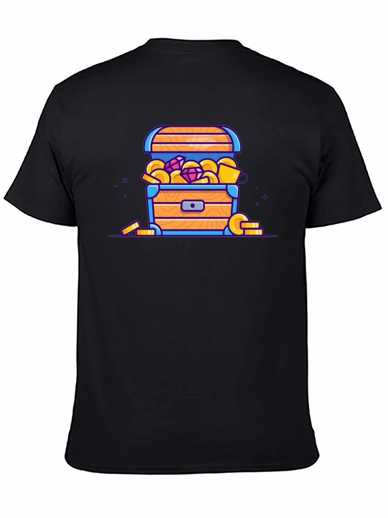 Treasure Chest Cartoon Graphic Black T-Shirt