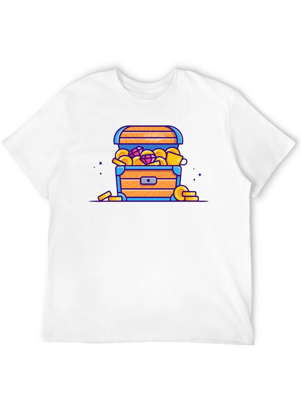 Treasure Chest Cartoon Graphic Black T-Shirt