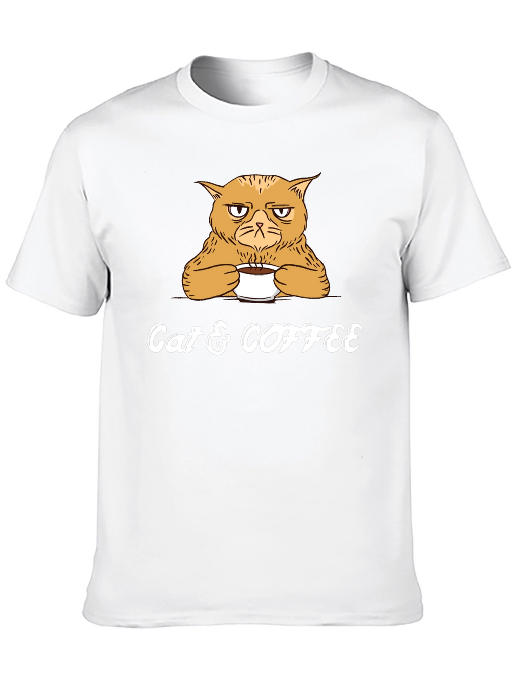 Cat & Coffee Graphic Tee - Mens Black T-Shirt