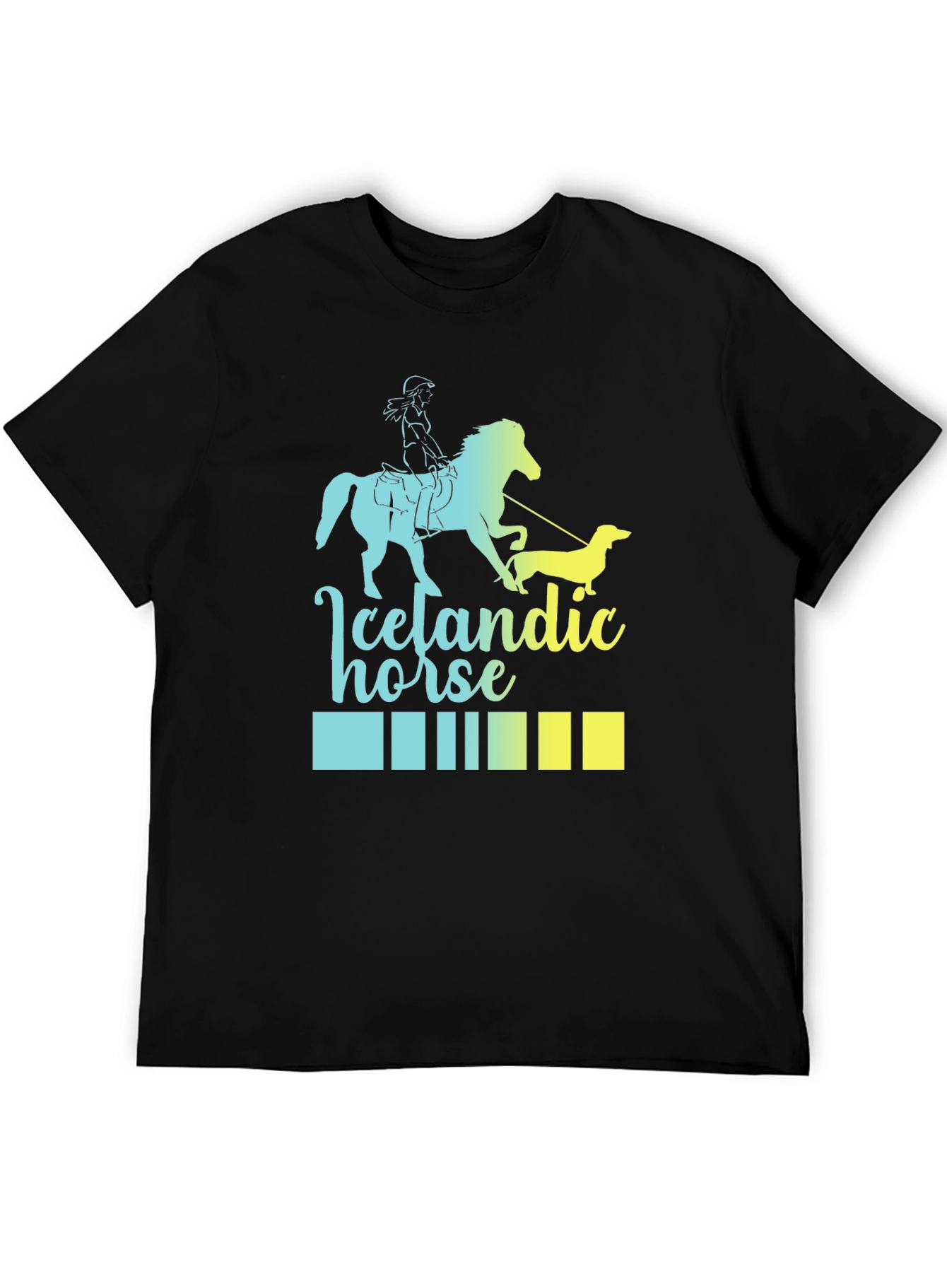 Icelandic Horse T-Shirt - Rider and Dachshund Graphic Tee