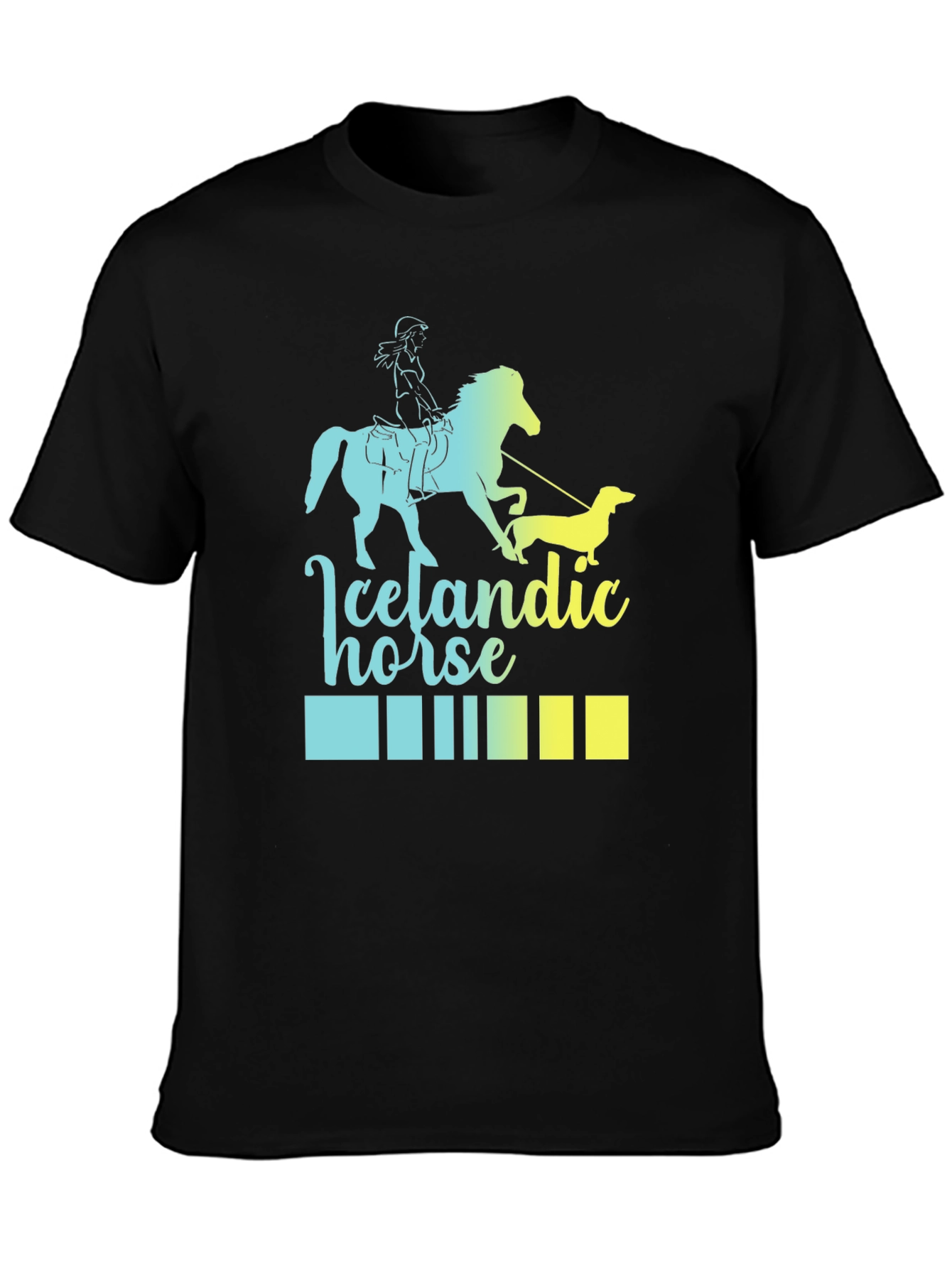 Icelandic Horse T-Shirt - Rider and Dachshund Graphic Tee