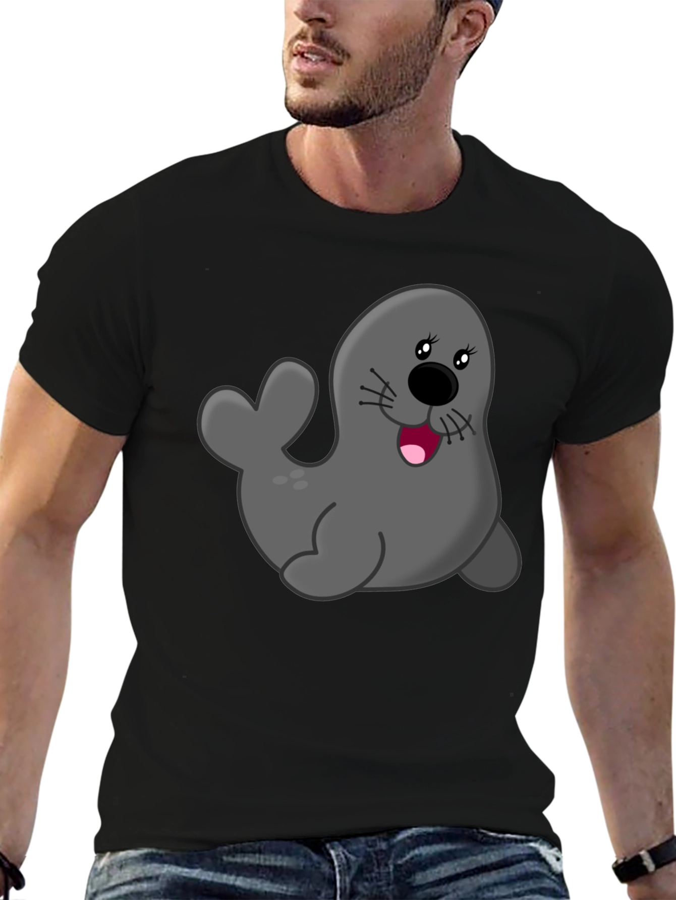 Seal Graphic Black T-Shirt