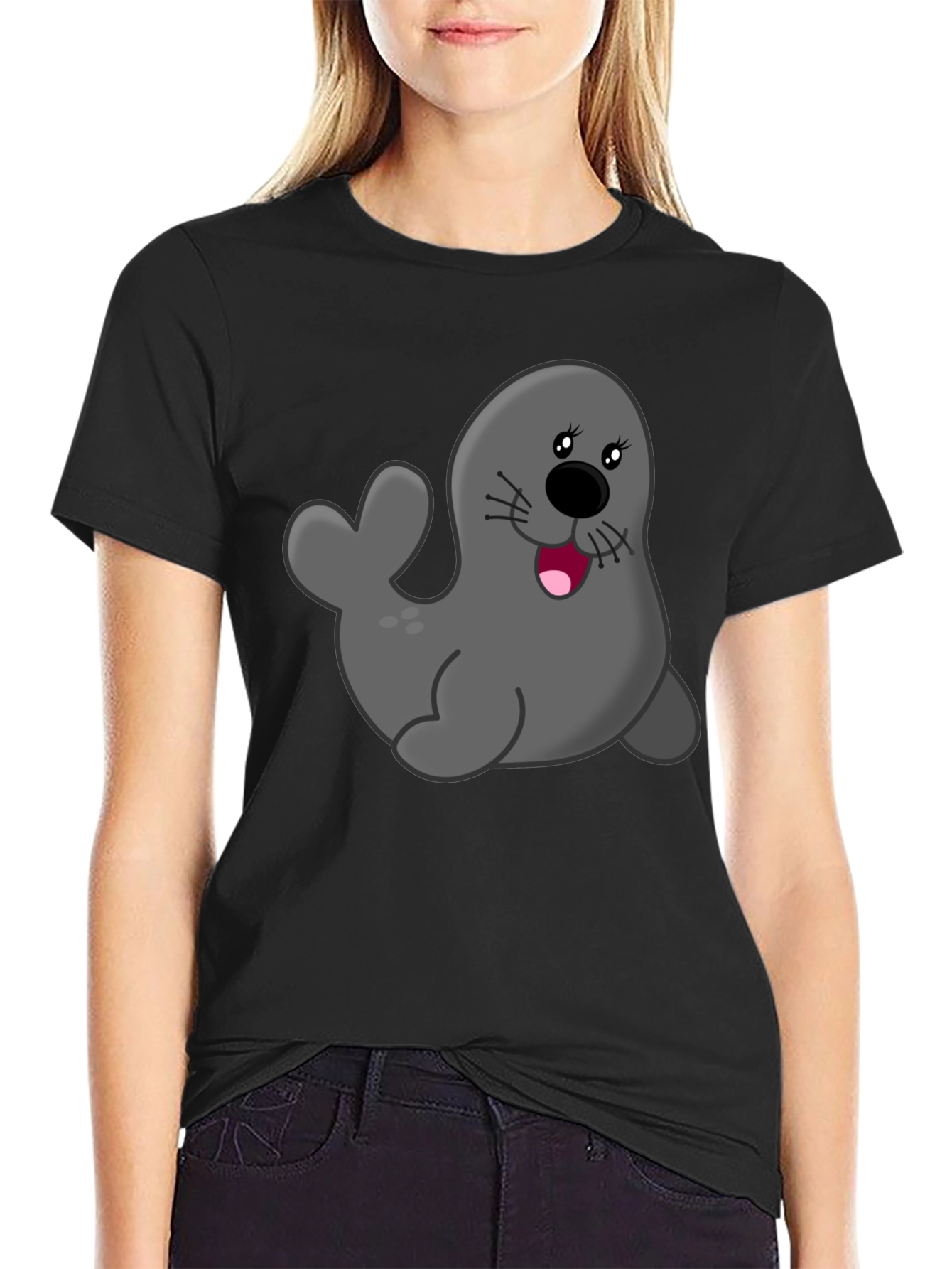 Seal Graphic Black T-Shirt