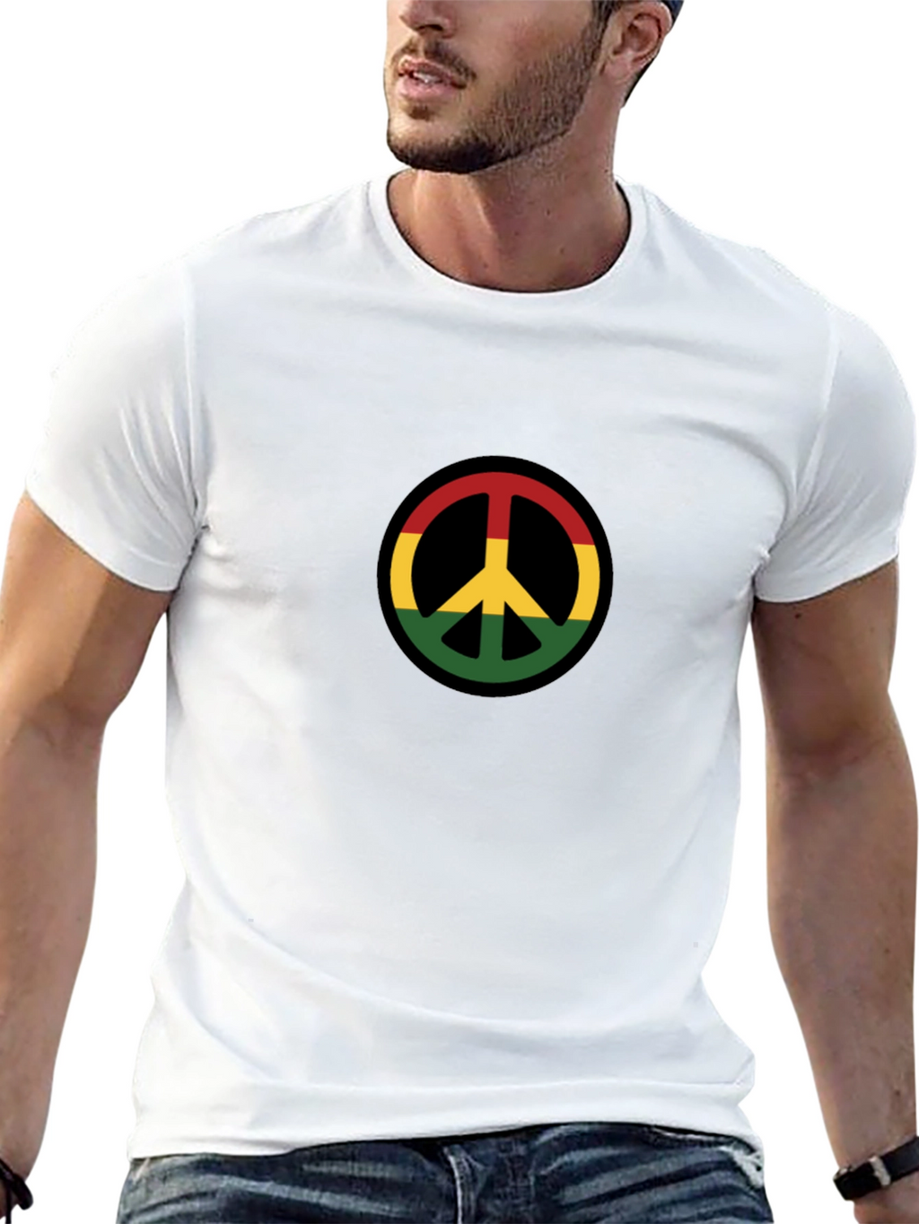 Rasta Peace Sign Black T-Shirt