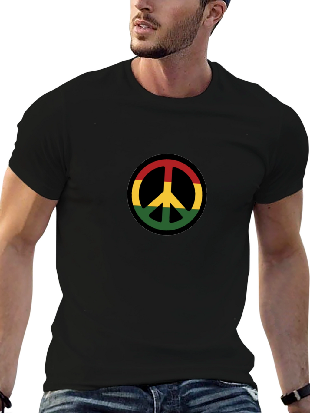 Rasta Peace Sign Black T-Shirt