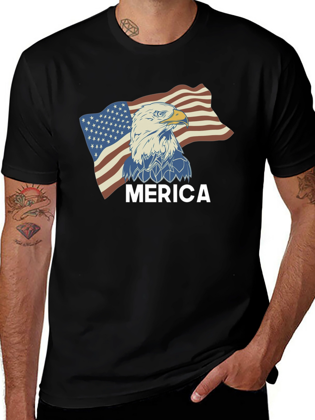 Mens Merica Eagle Flag Graphic Tee