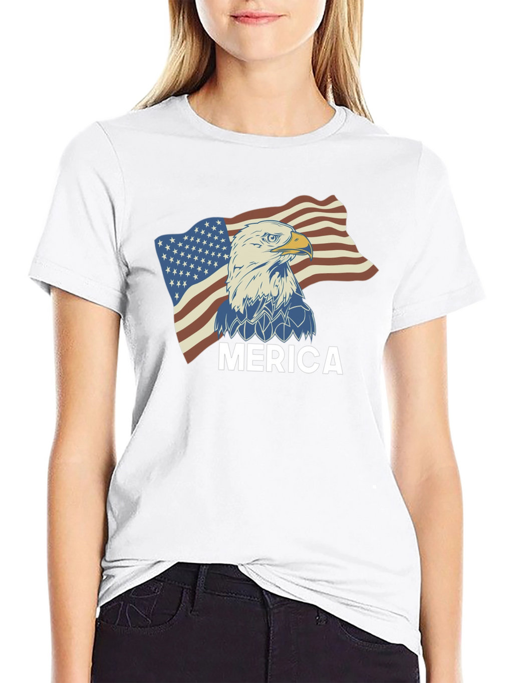 Mens Merica Eagle Flag Graphic Tee