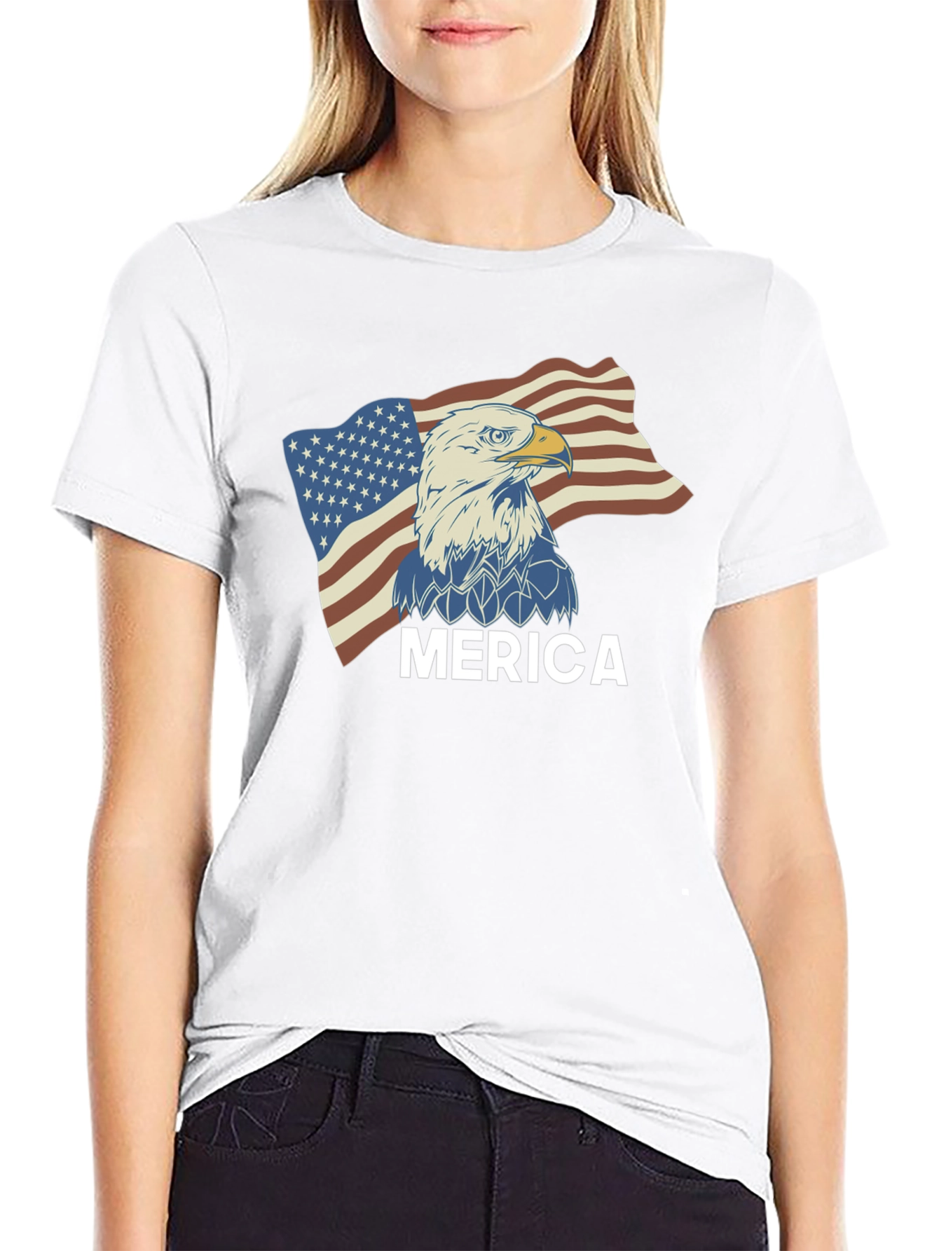 Mens Merica Eagle Flag Graphic Tee