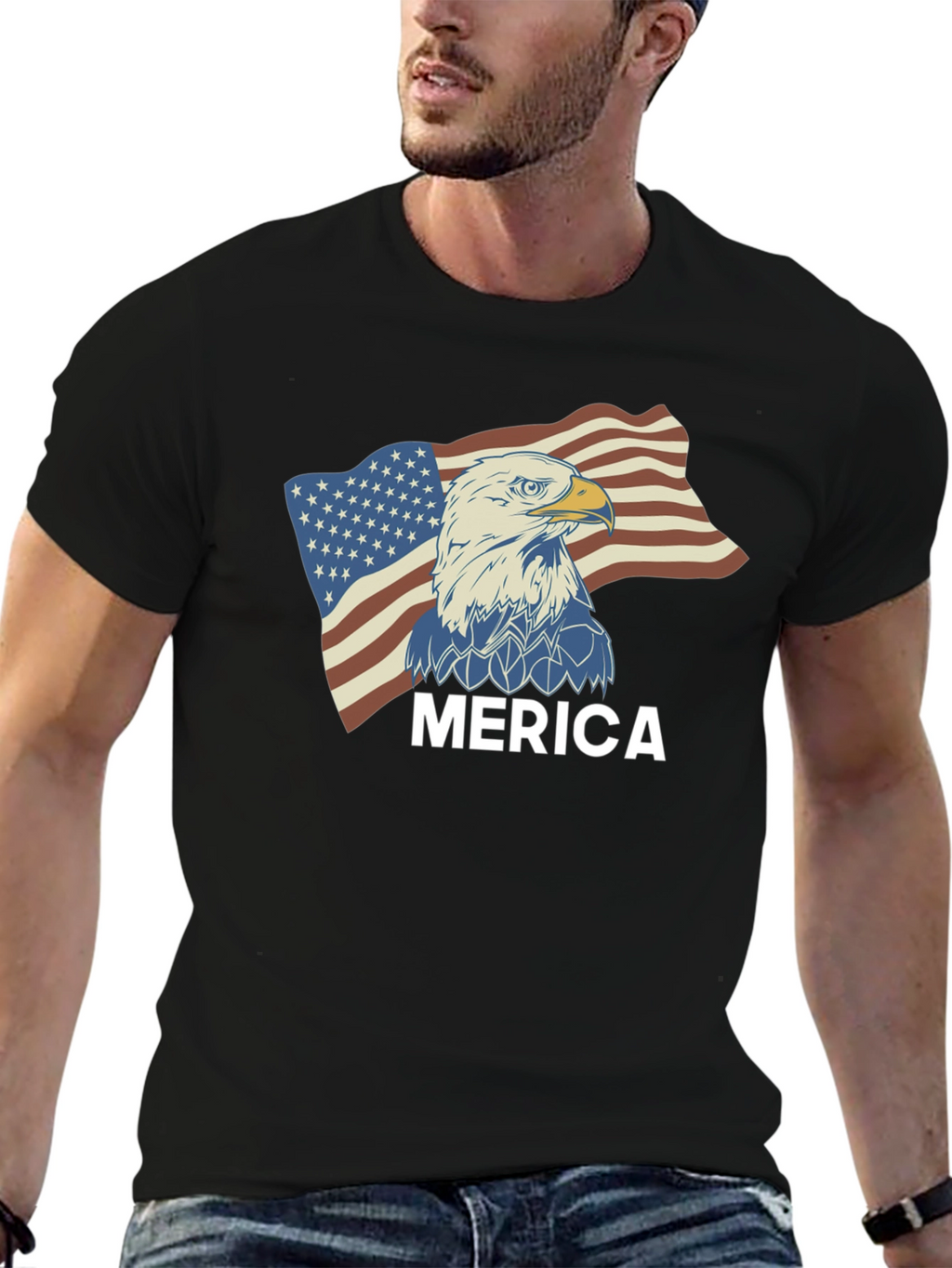Mens Merica Eagle Flag Graphic Tee