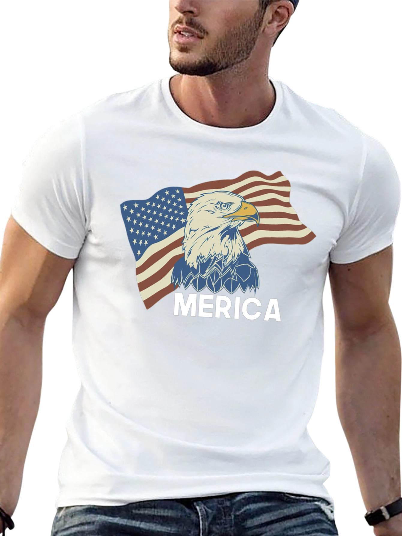 Mens Merica Eagle Flag Graphic Tee
