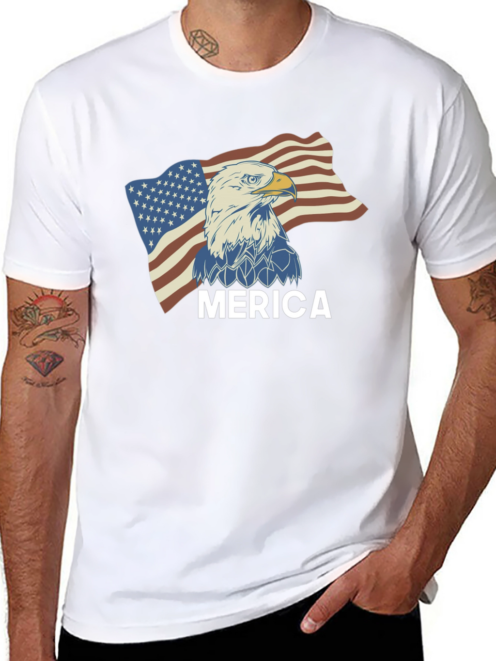 Mens Merica Eagle Flag Graphic Tee