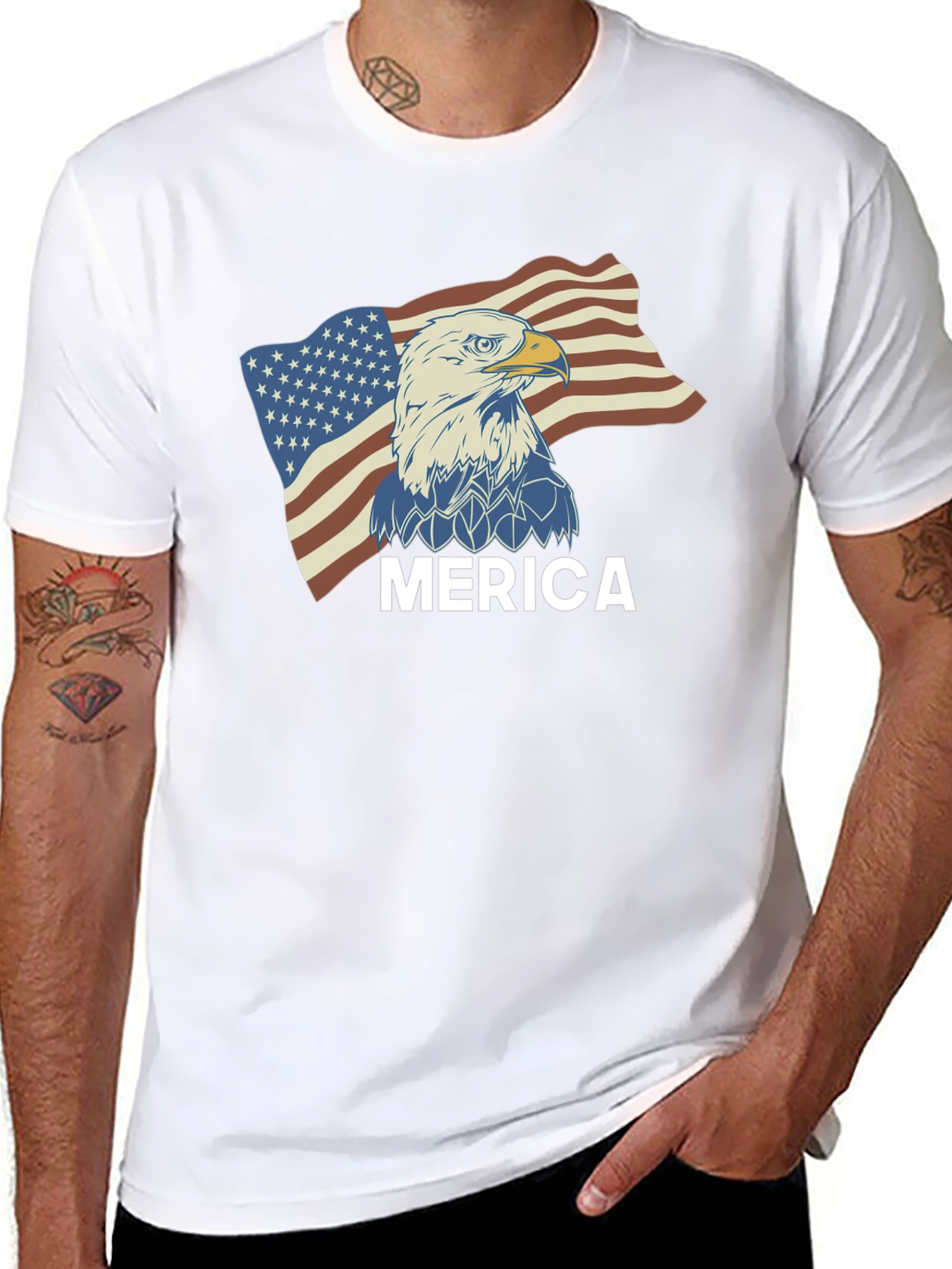 Mens Merica Eagle Flag Graphic Tee
