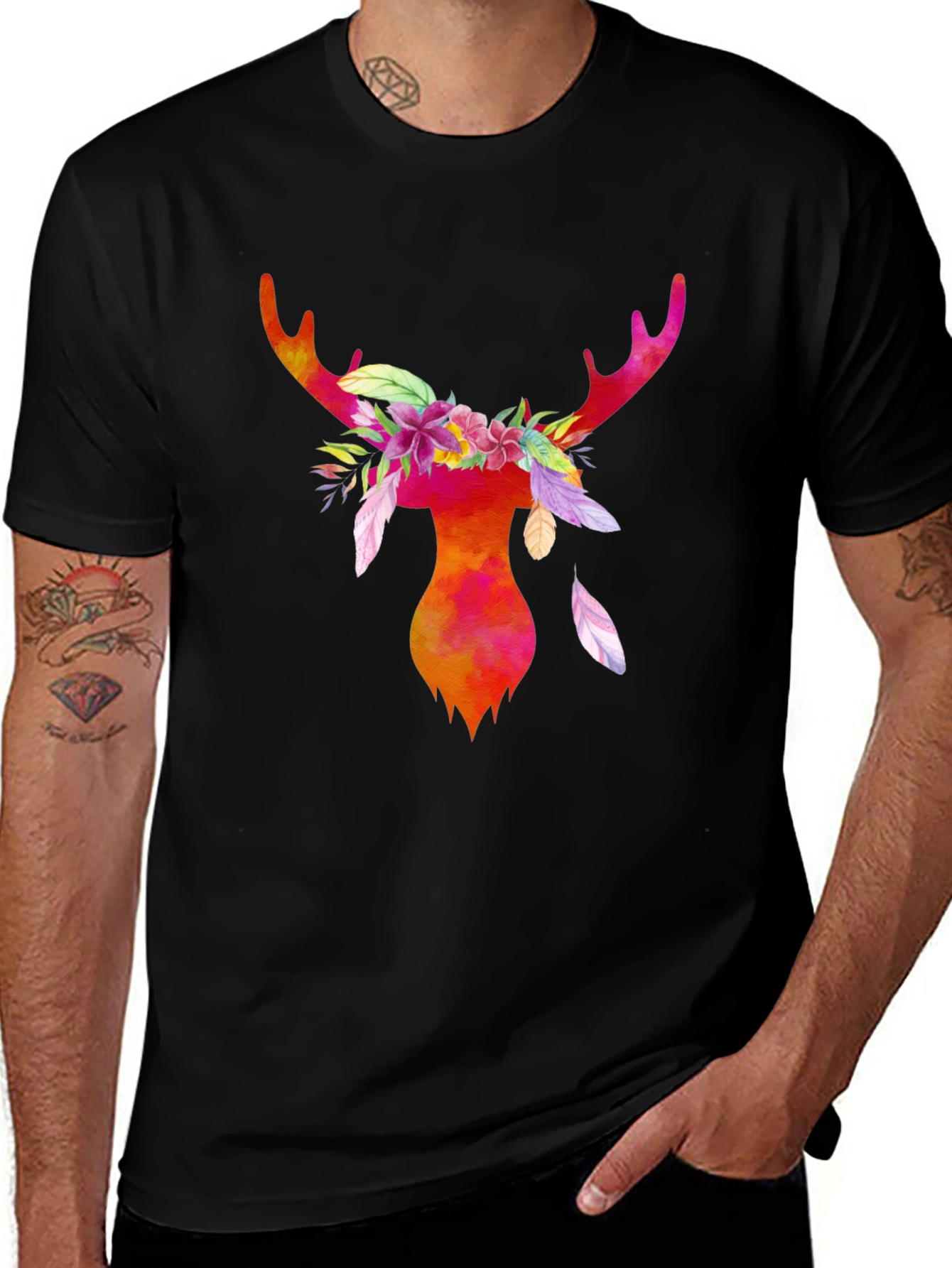 Watercolor Deer Antler Graphic T-Shirt