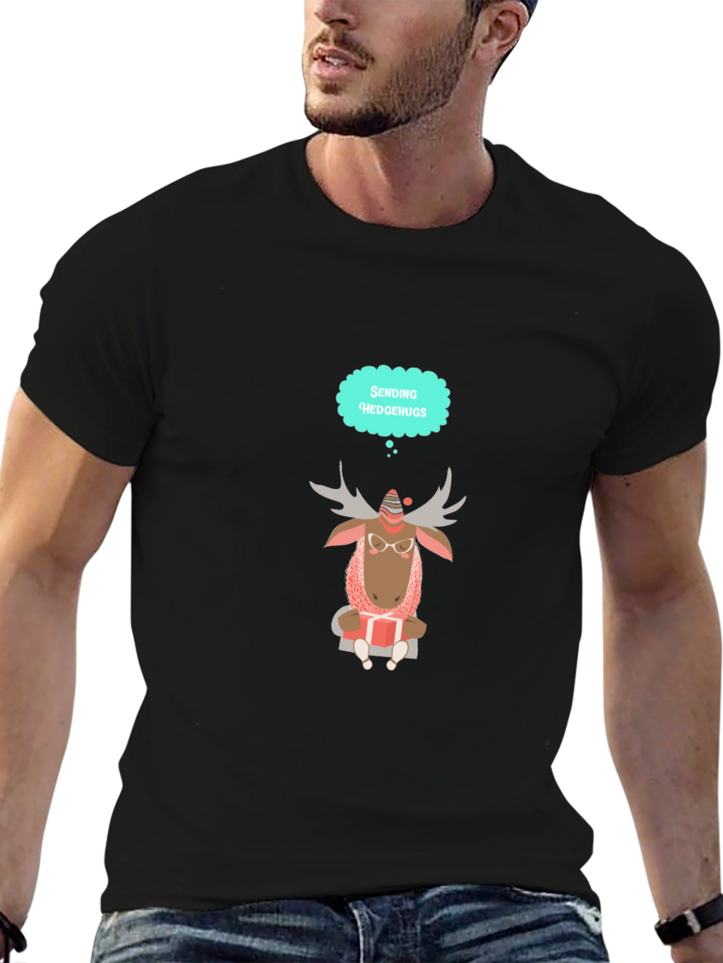 Moose Sending Hedgehugs T-Shirt
