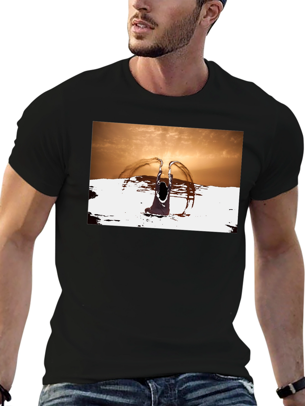 Sunset Angel Graphic Tee - Unique Black T-Shirt