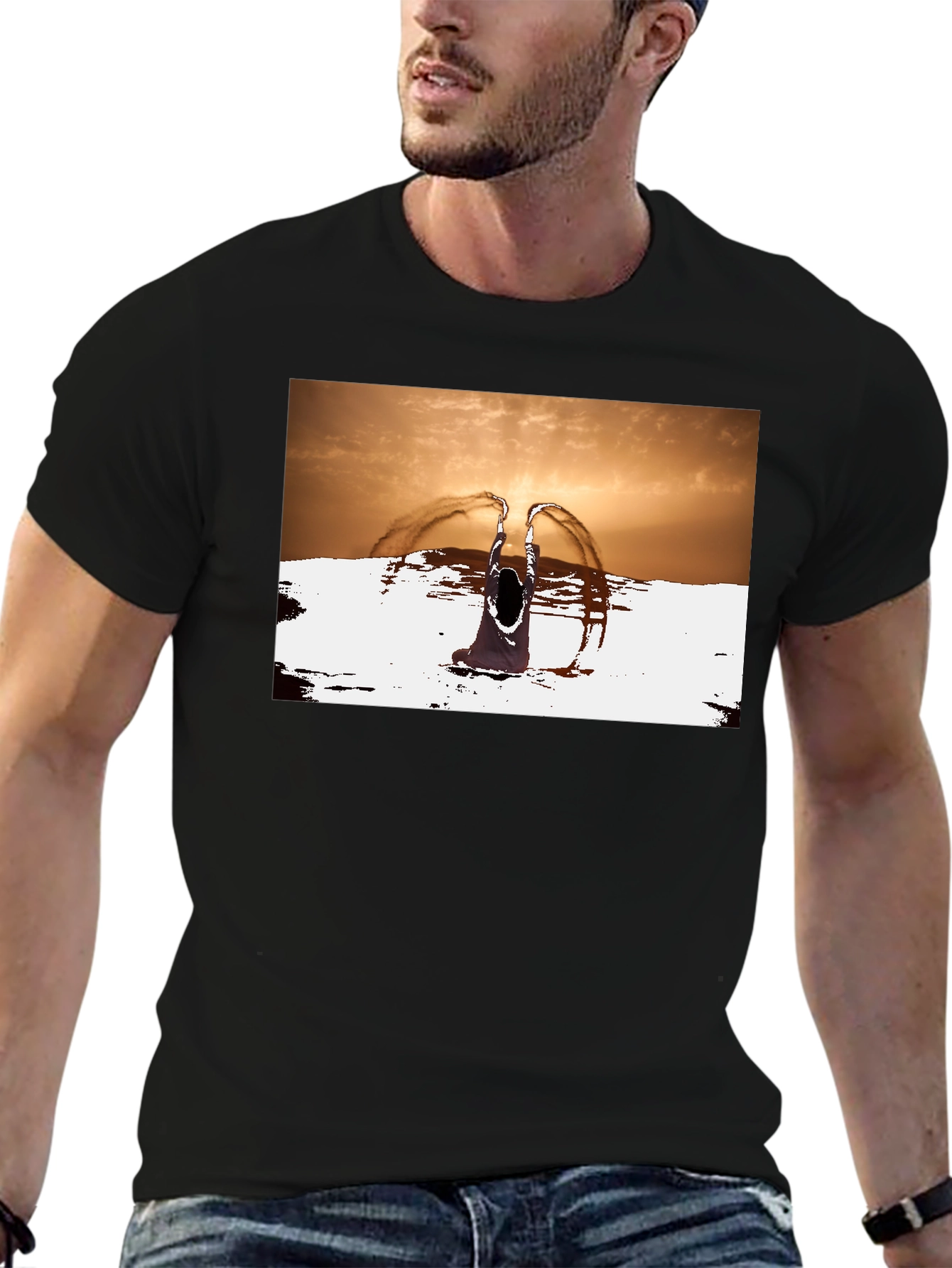 Sunset Angel Graphic Tee - Unique Black T-Shirt