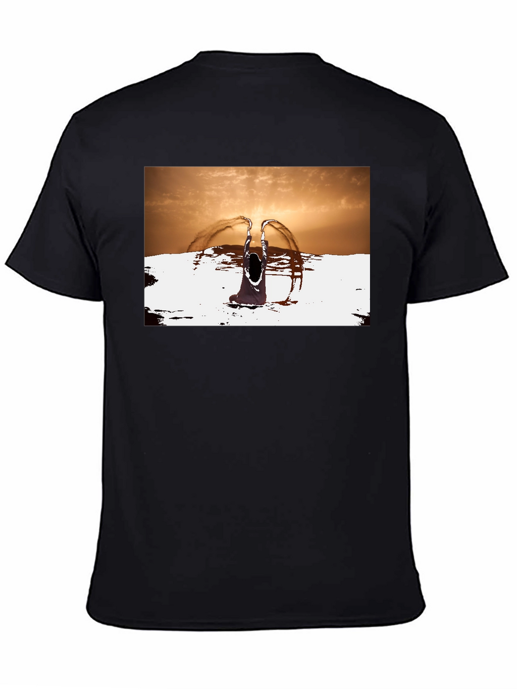 Sunset Angel Graphic Tee - Unique Black T-Shirt