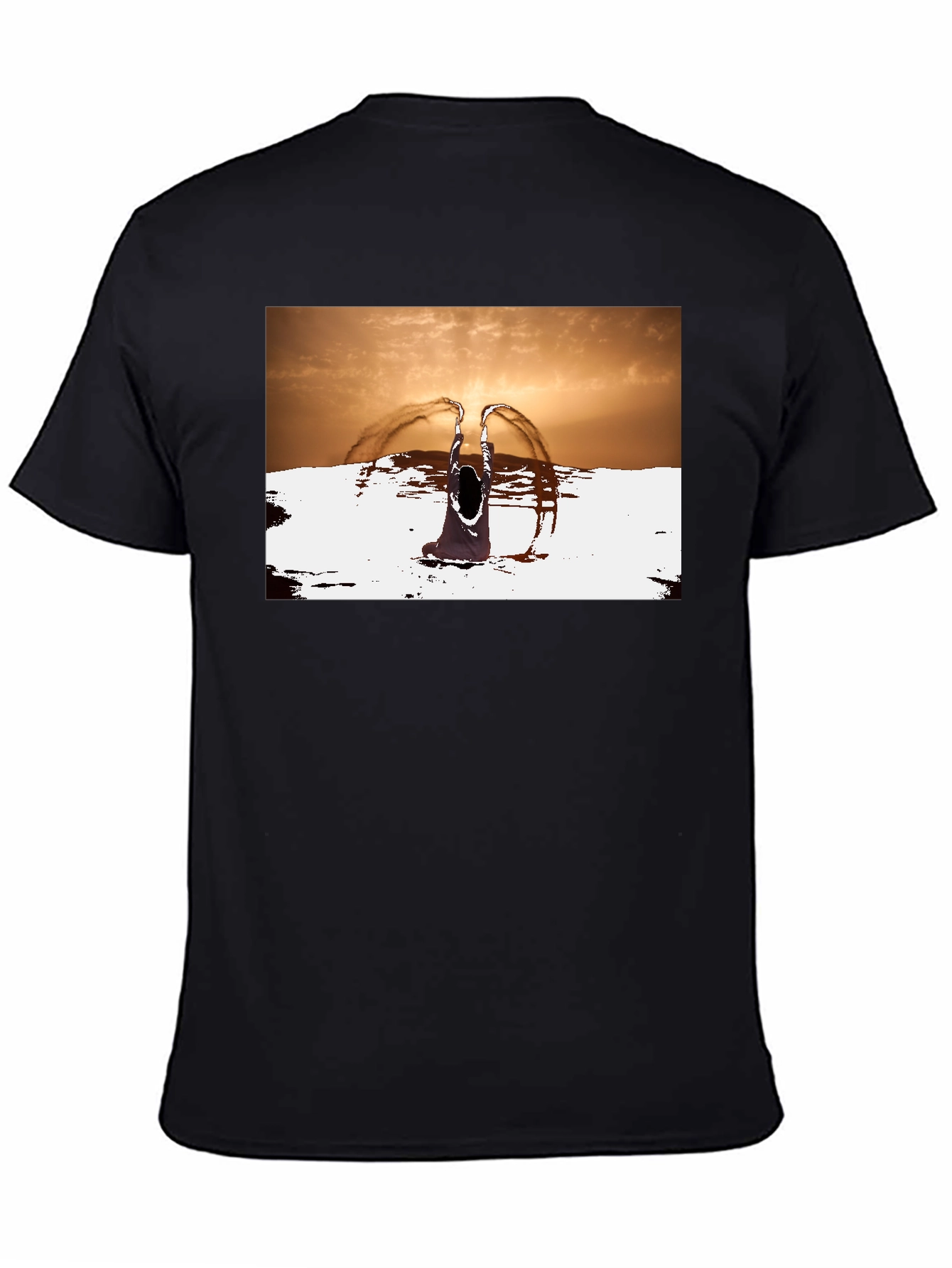 Sunset Angel Graphic Tee - Unique Black T-Shirt