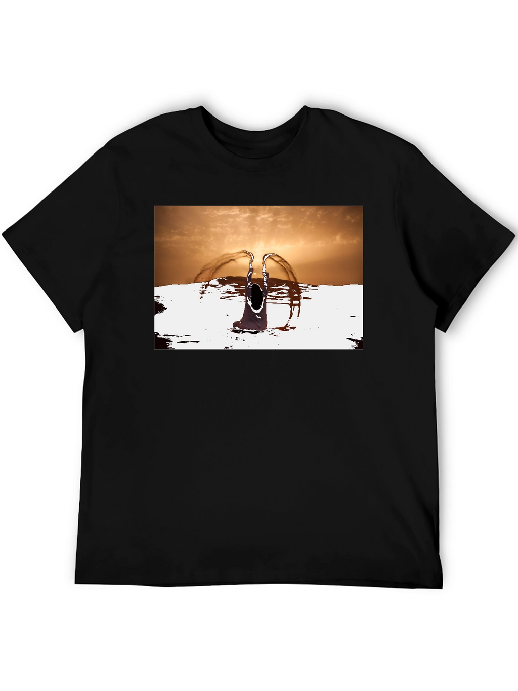 Sunset Angel Graphic Tee - Unique Black T-Shirt