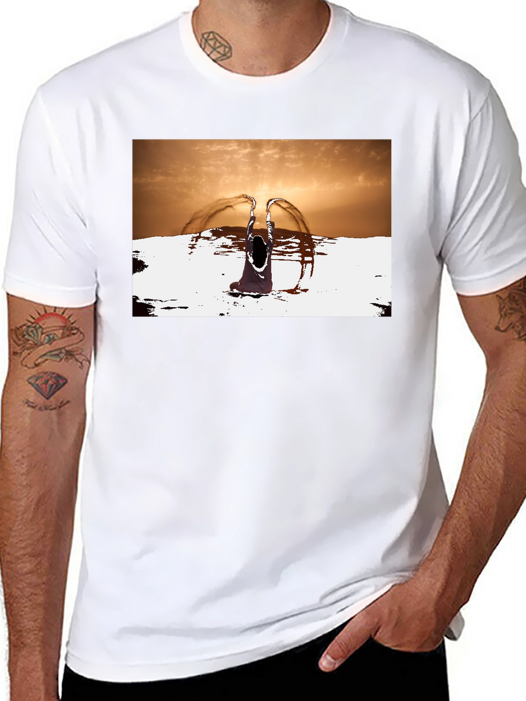 Sunset Angel Graphic Tee - Unique Black T-Shirt