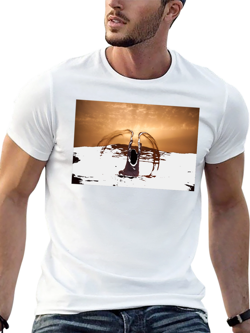 Sunset Angel Graphic Tee - Unique Black T-Shirt