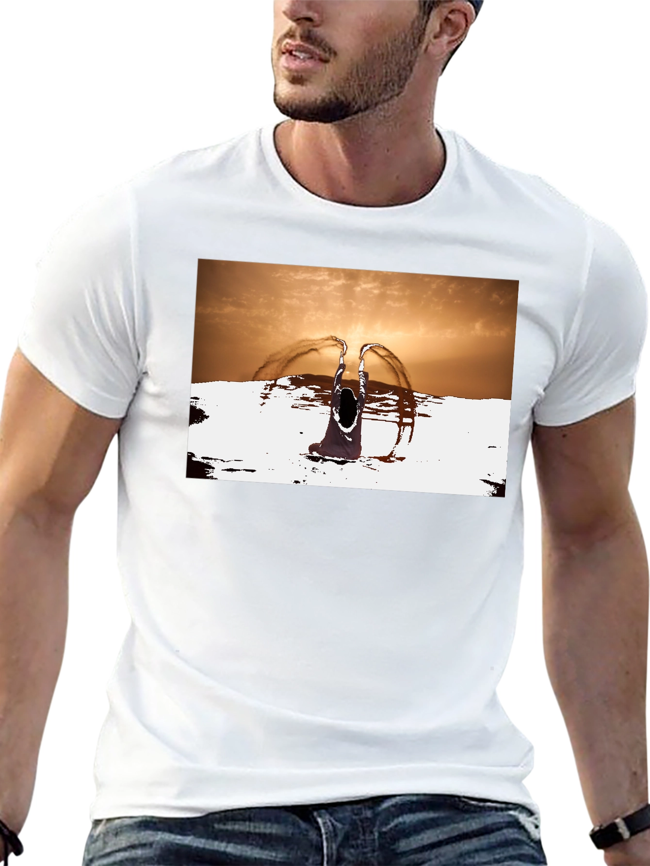 Sunset Angel Graphic Tee - Unique Black T-Shirt