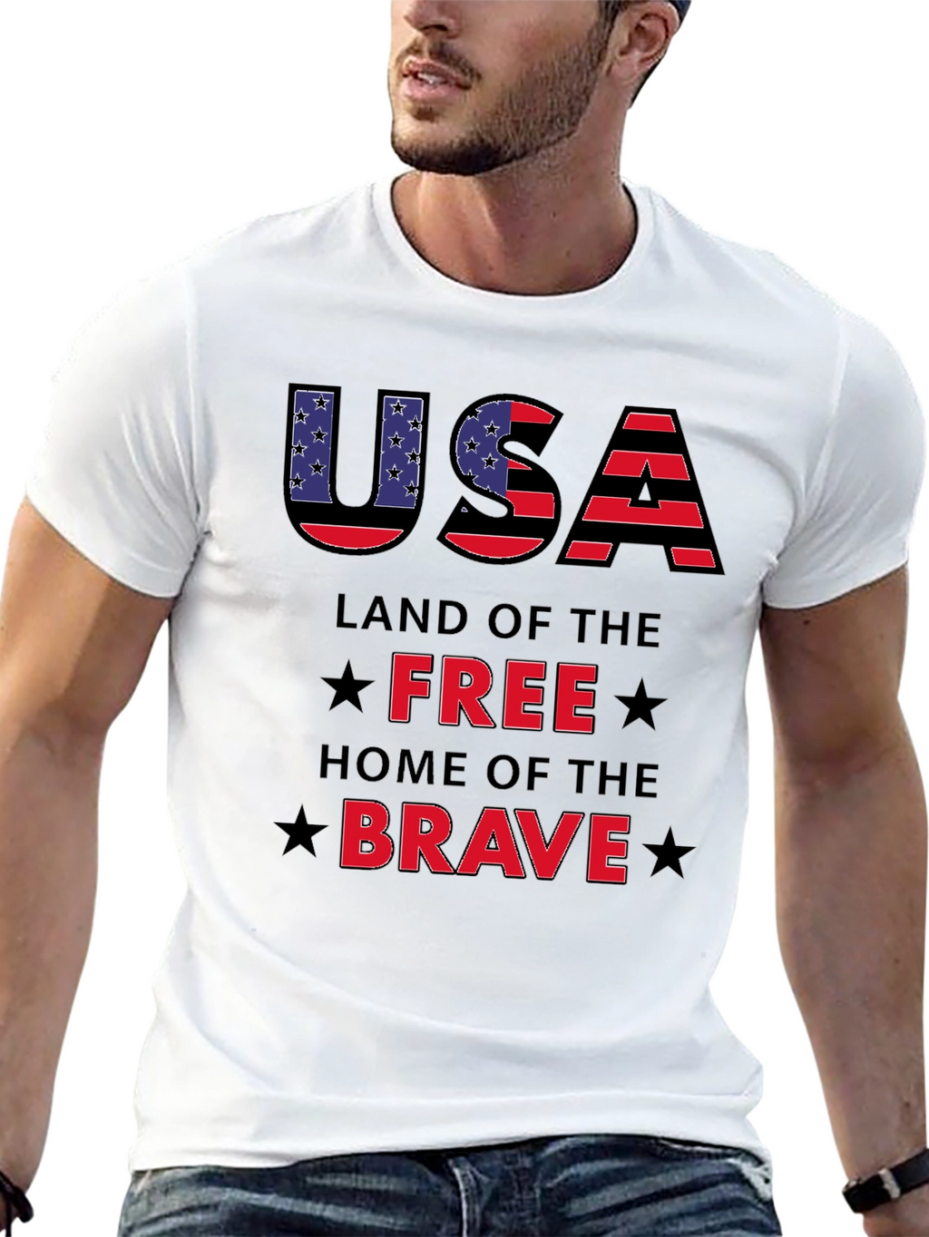 USA Land of the Free T-Shirt Patriotic Graphic Tee