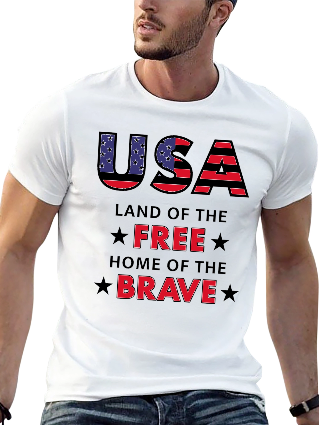 USA Land of the Free T-Shirt Patriotic Graphic Tee