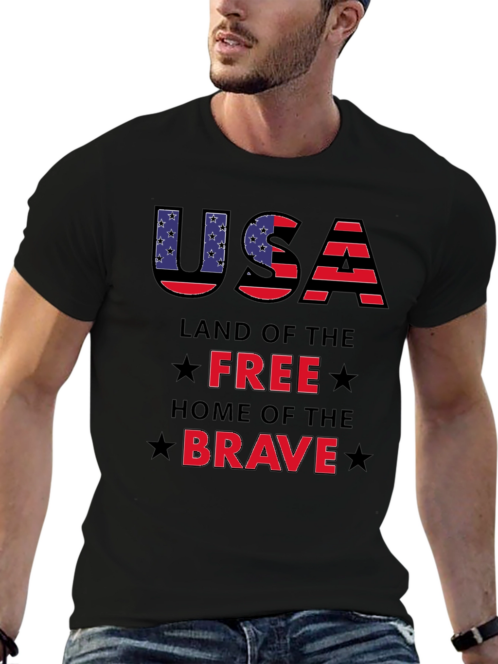 USA Land of the Free T-Shirt Patriotic Graphic Tee