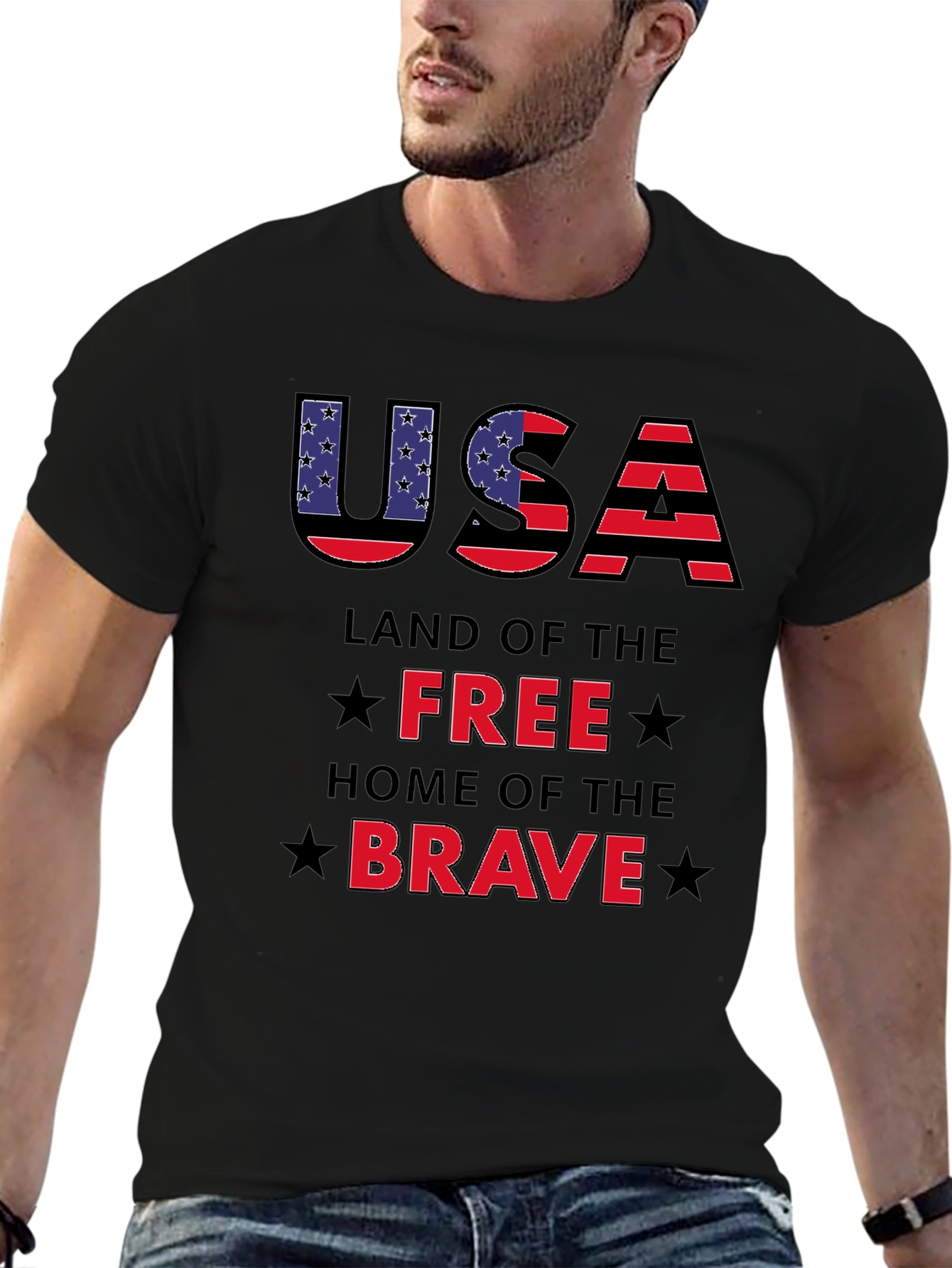USA Land of the Free T-Shirt Patriotic Graphic Tee