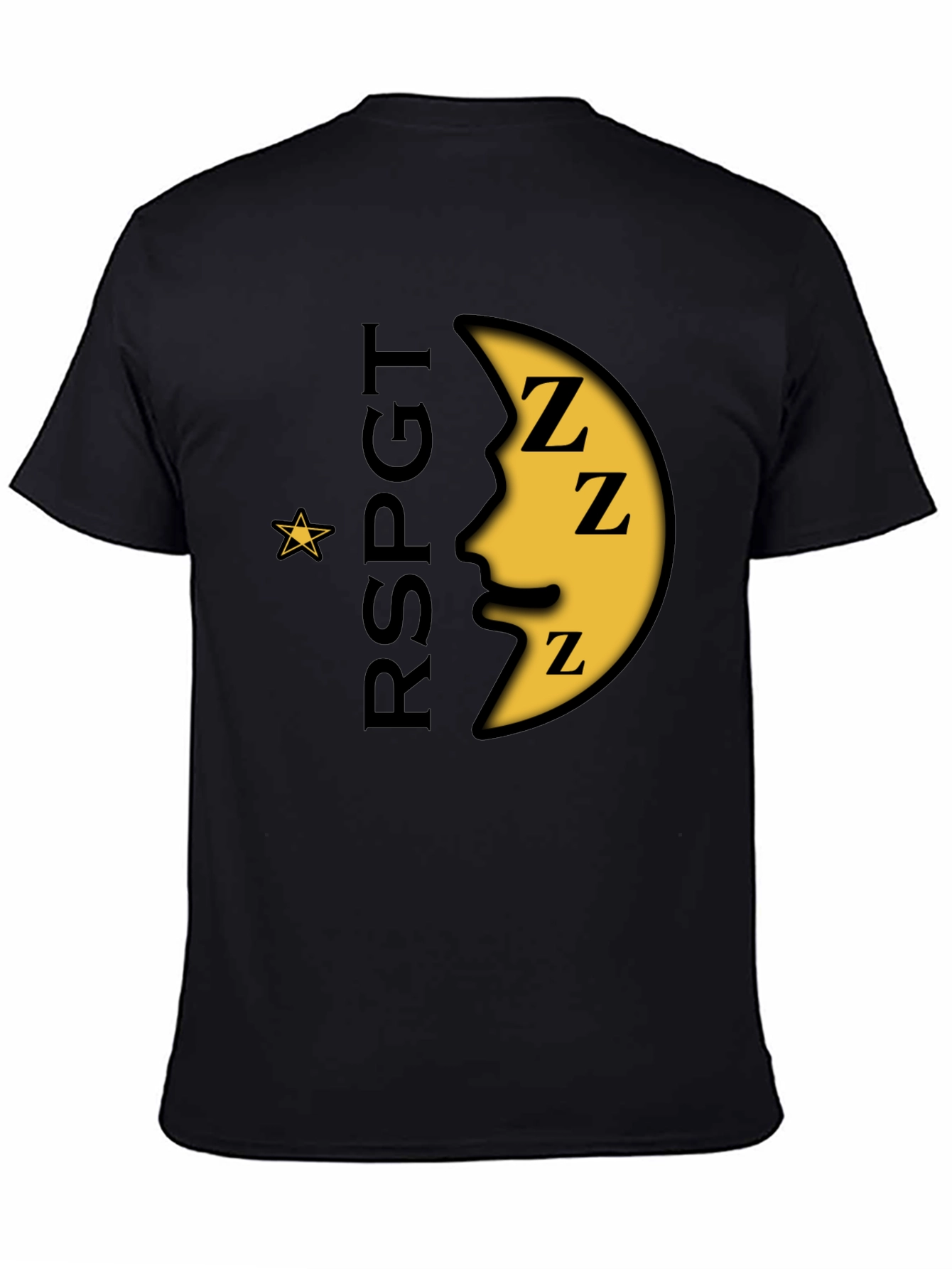 Sleepy Moon Graphic T-Shirt - Black Cotton Blend