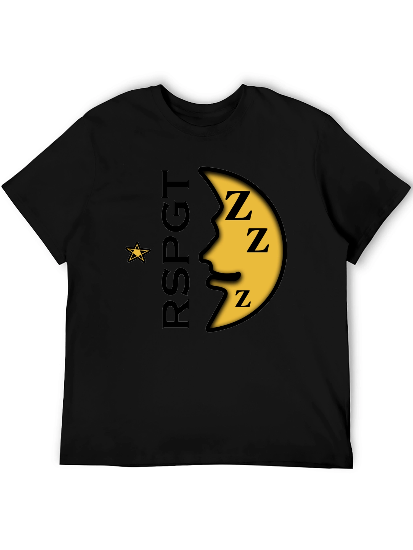 Sleepy Moon Graphic T-Shirt - Black Cotton Blend