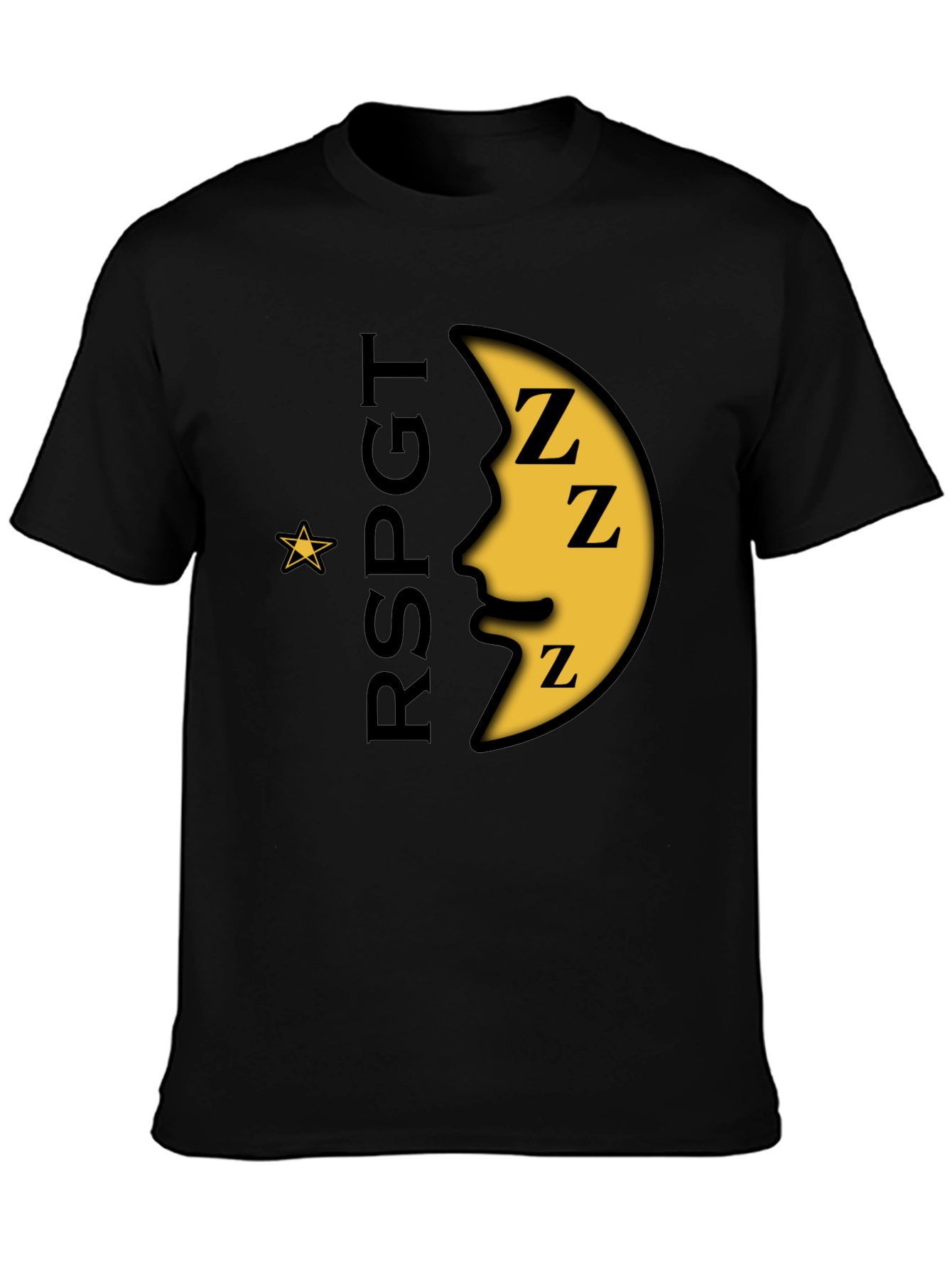 Sleepy Moon Graphic T-Shirt - Black Cotton Blend