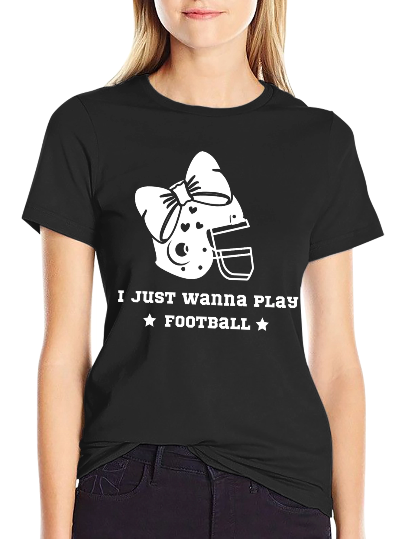 Girl Football Player Tee - I Just Wanna Play Football