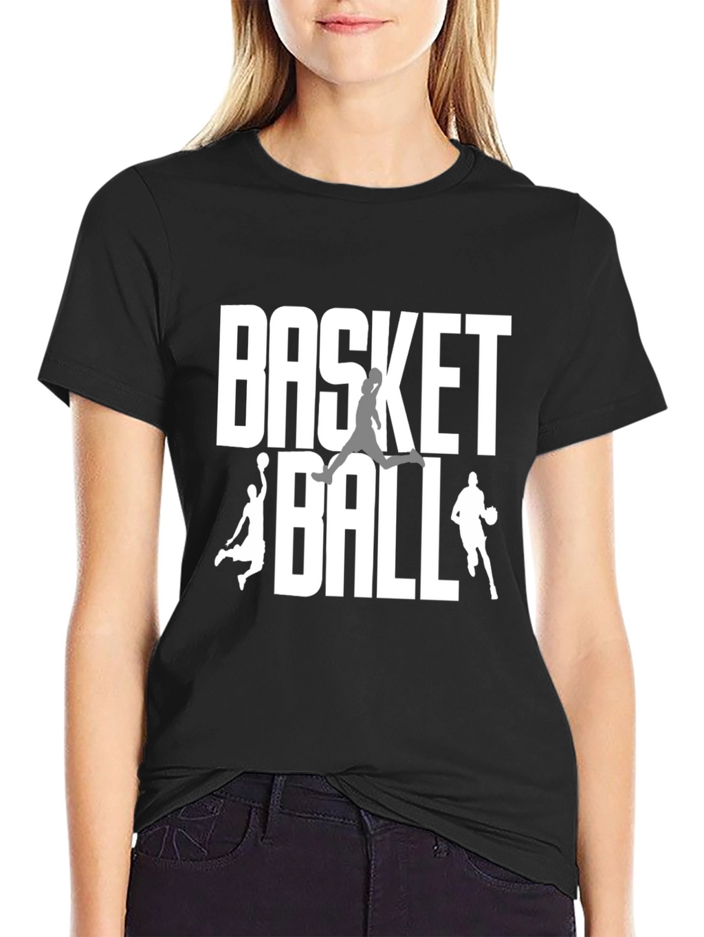 Basketball Graphic Tee | Black Cotton Blend T-Shirt