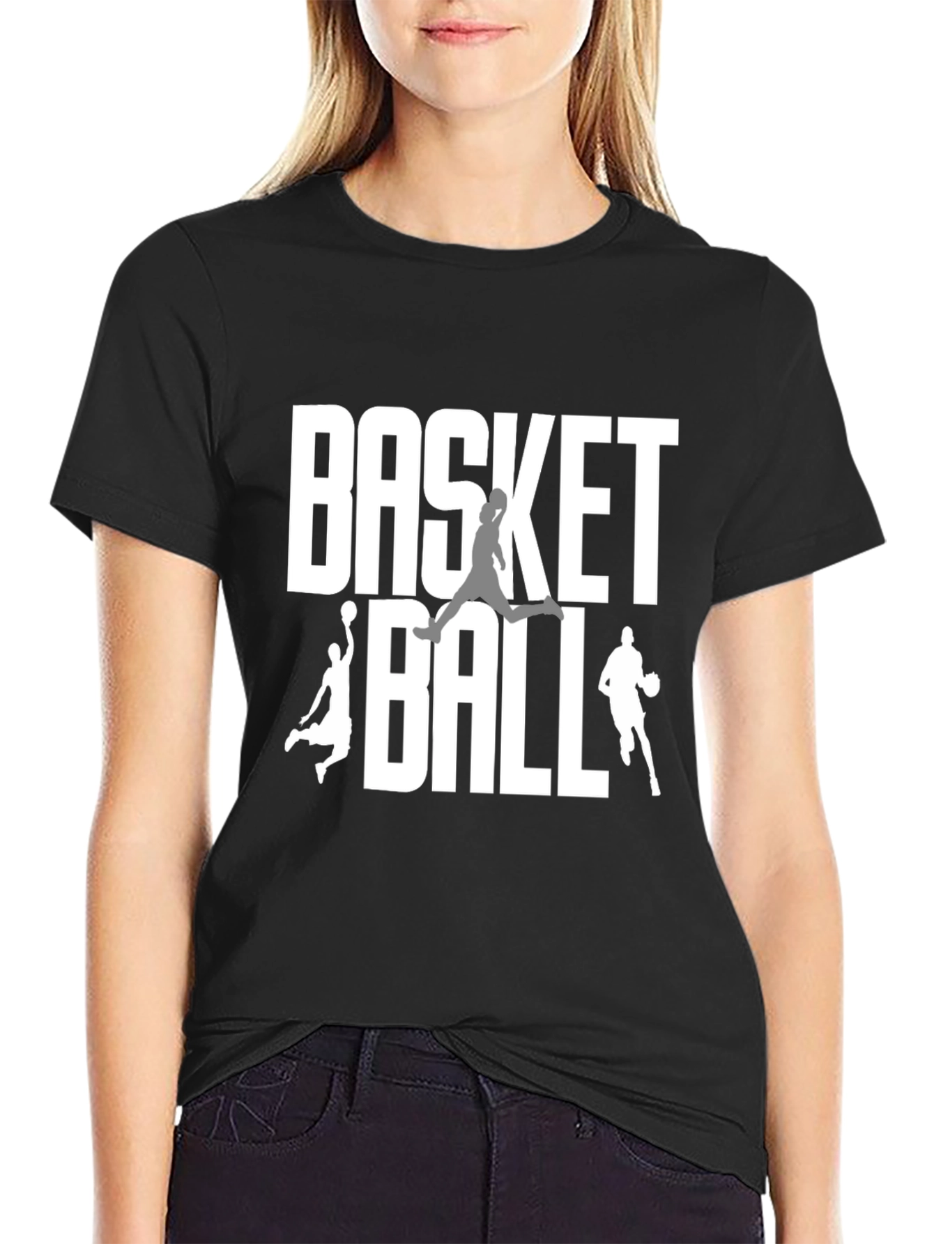 Basketball Graphic Tee | Black Cotton Blend T-Shirt