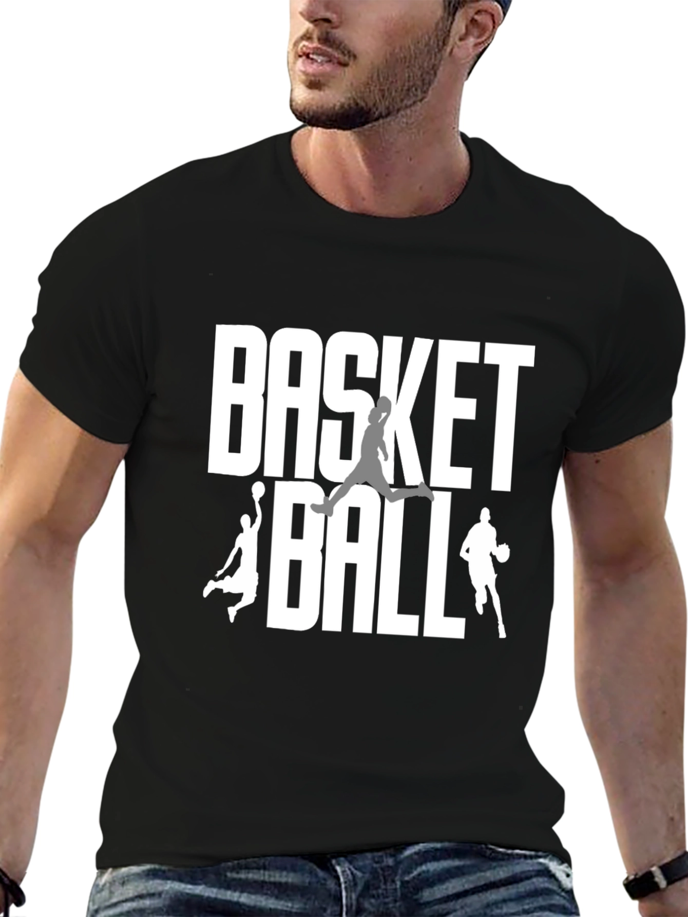 Basketball Graphic Tee | Black Cotton Blend T-Shirt