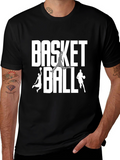 Basketball Graphic Tee | Black Cotton Blend T-Shirt