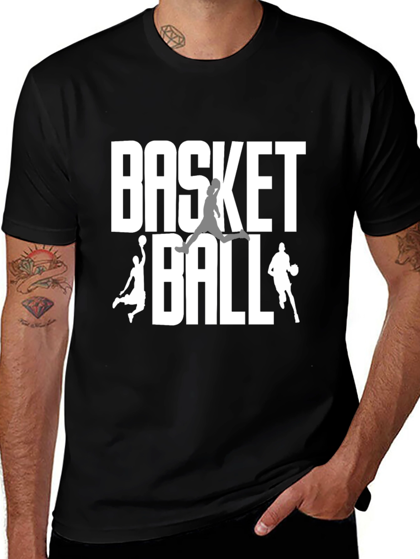 Basketball Graphic Tee | Black Cotton Blend T-Shirt