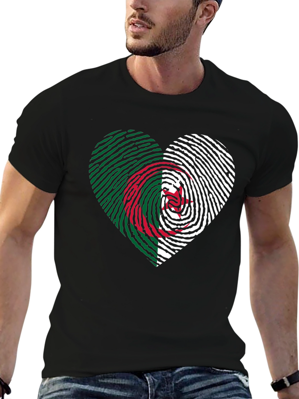 Algeria Fingerprint Heart T-Shirt