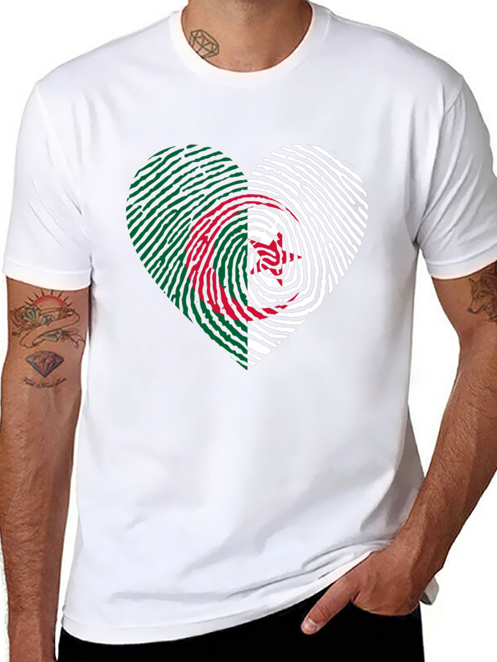 Algeria Fingerprint Heart T-Shirt