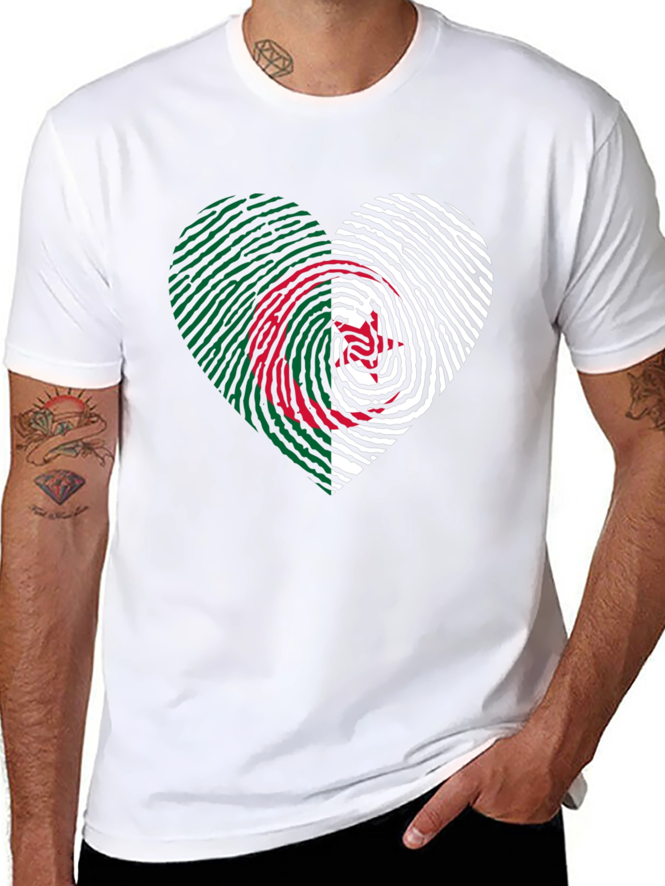 Algeria Fingerprint Heart T-Shirt