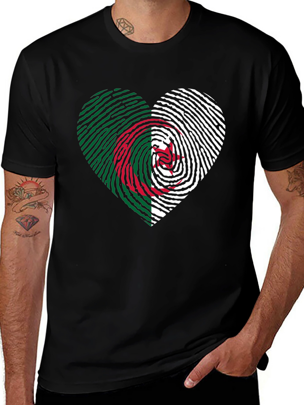 Algeria Fingerprint Heart T-Shirt