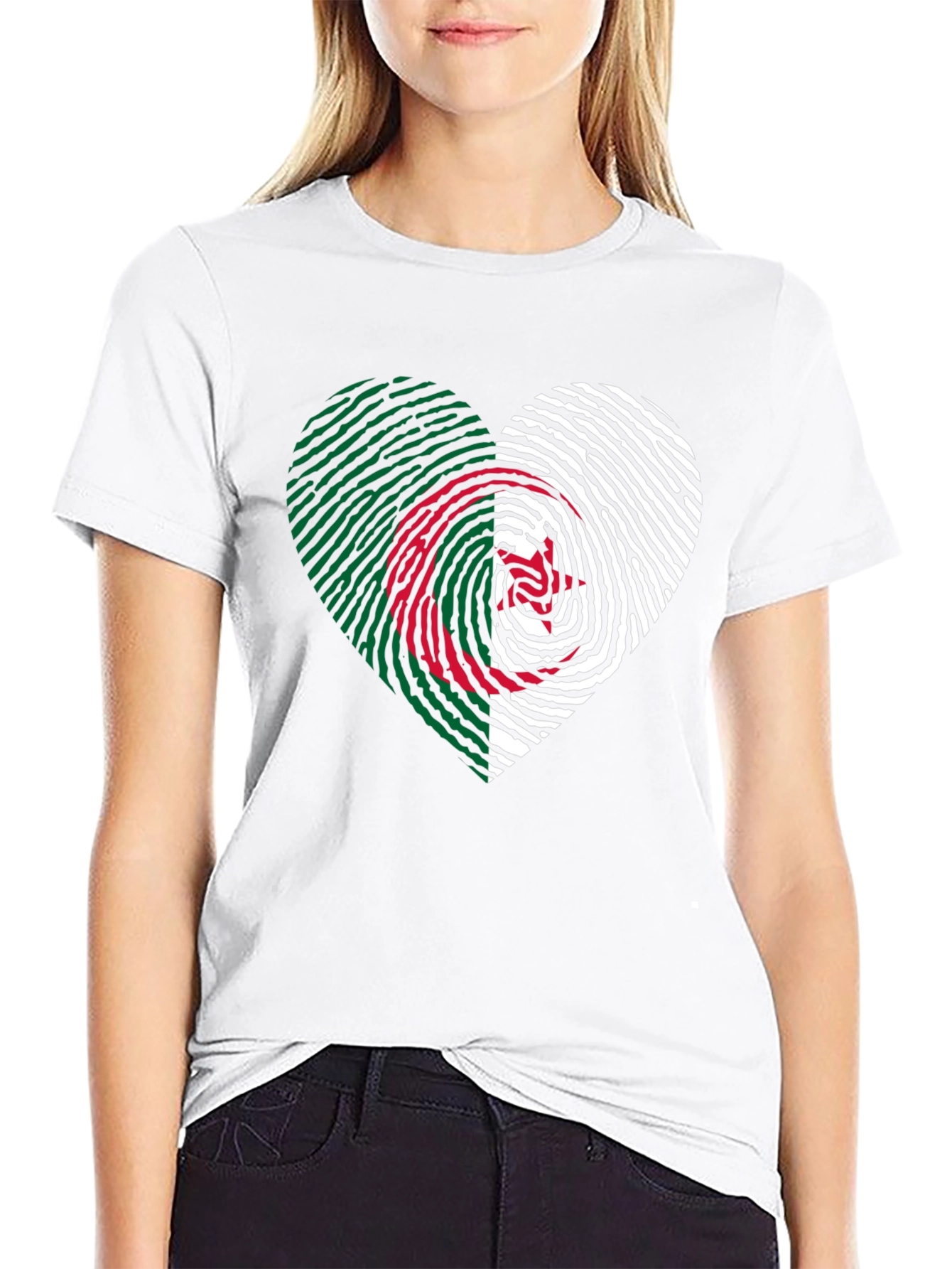 Algeria Fingerprint Heart T-Shirt