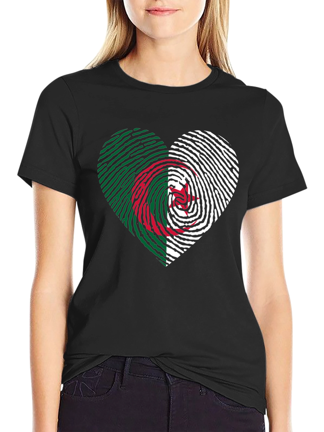 Algeria Fingerprint Heart T-Shirt